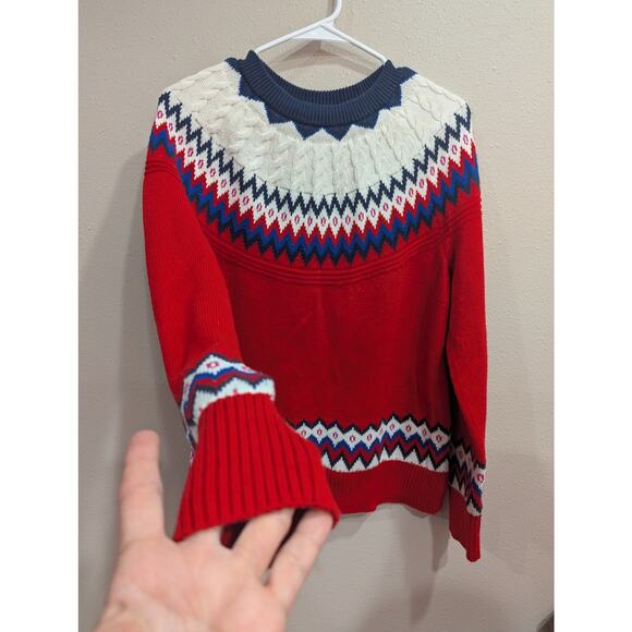 Fair Isle style red white & blue chunky knit sweater by Charter Club size Medium - Picture 3 of 8